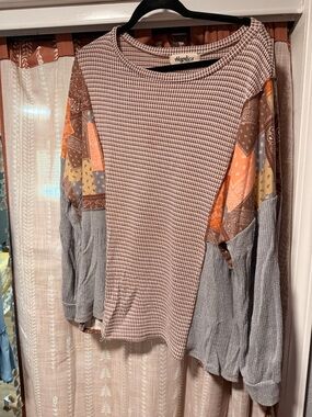 Multi-Pattern Long Sleeve Women's Top